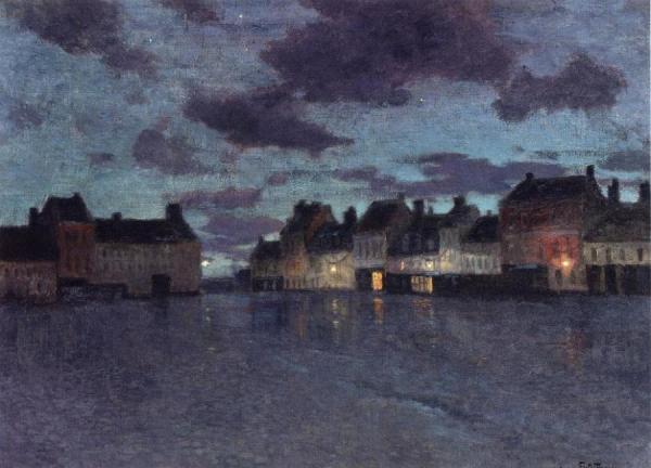 Marketplace In Dieppe, After A Rainstorm by Fritz Thaulow Oil Painting Reproductions