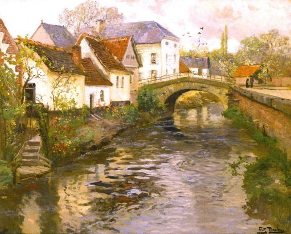 Small Village In Belgium by Fritz Thaulow