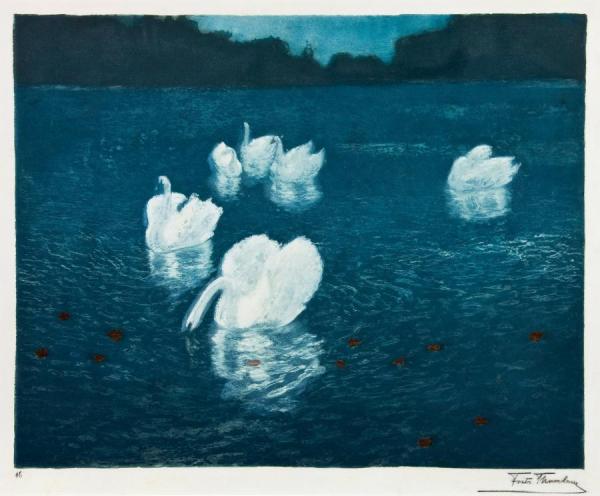 Swans by Fritz Thaulow
