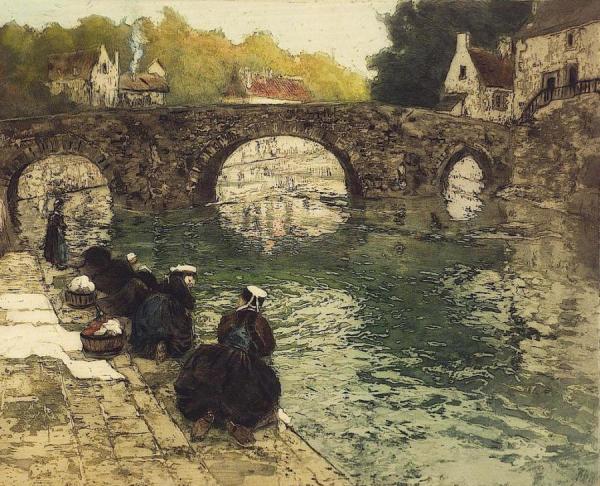 Washerwomen At Quimperle by Fritz Thaulow