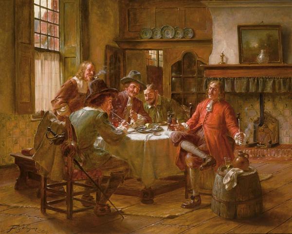A Merry Company In An Interior by Fritz Wagner Oil Painting Reproductions