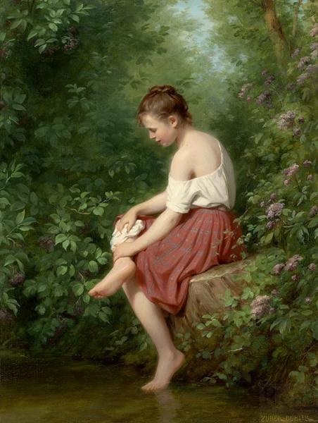 Young Girl By The Lake by Fritz Zuber-buhler
