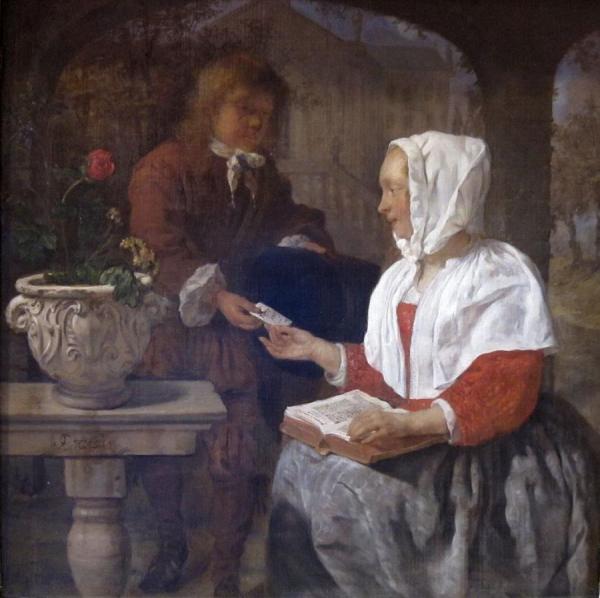 A Girl Receiving A Letter by Gabriel Metsu