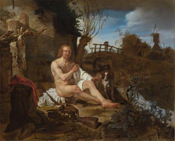 A Hunter Getting Dressed After Bathing by Gabriel Metsu