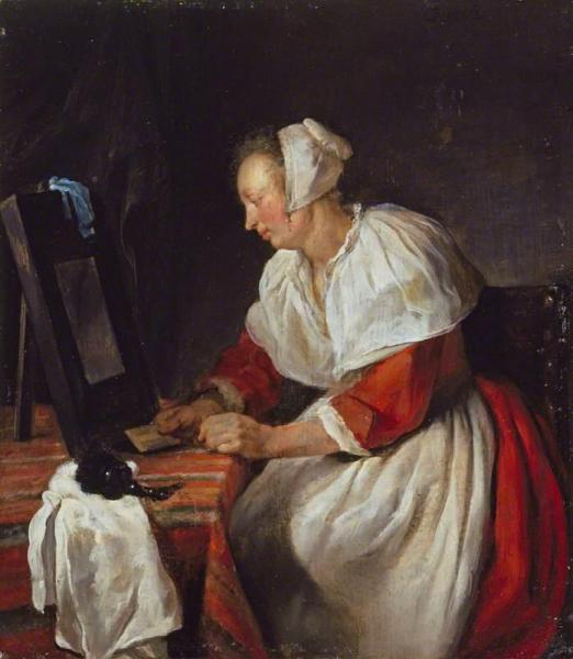 A Woman At Her Mirror by Gabriel Metsu