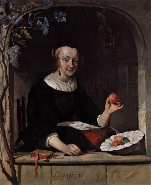 Lady Seated In A Window by Gabriel Metsu Oil Painting Reproductions