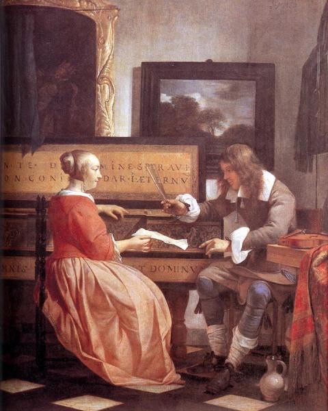 Man And Woman Sitting At The Virginal by Gabriel Metsu Oil Painting Reproductions