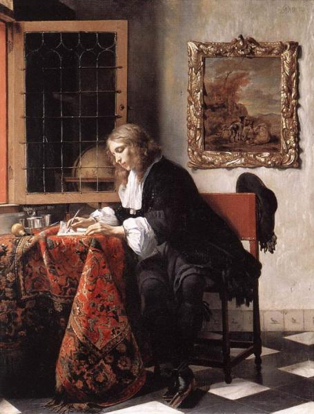 Man Writing A Letter by Gabriel Metsu Oil Painting Reproductions