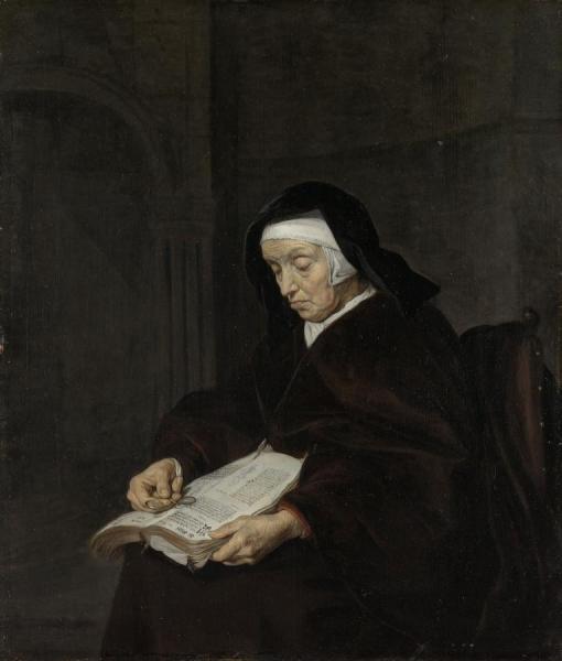Old Woman Meditating by Gabriel Metsu