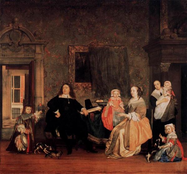 Portrait Of Jan Jacobsz. Hinlopen And His Family by Gabriel Metsu Oil Painting Reproductions