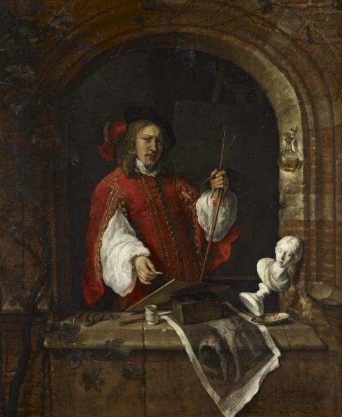 Self Portrait Standing At A Window by Gabriel Metsu