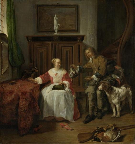 The Hunter's Present by Gabriel Metsu Oil Painting Reproductions