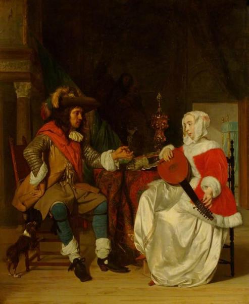 The Tête-à-tête: A Lady Playing A Lute, And A Cavalier by Gabriel Metsu