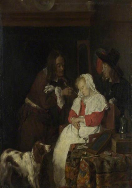 Two Men With A Sleeping Woman by Gabriel Metsu