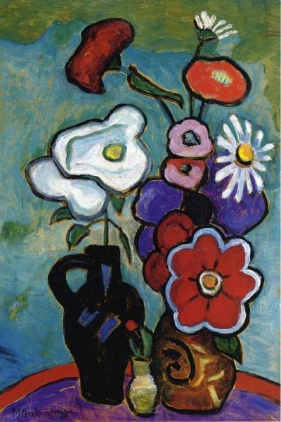 Flowers With White Rose by Gabriele Münter