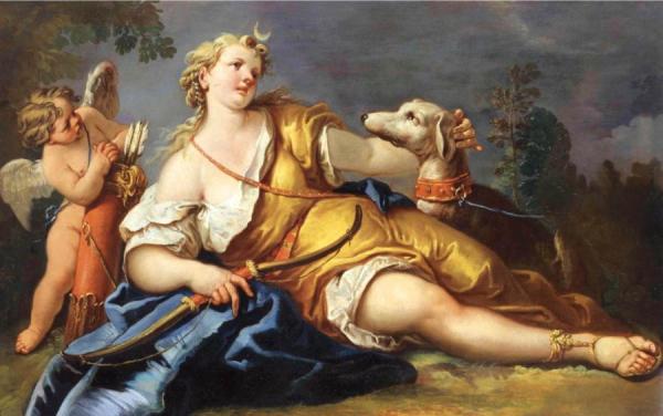 Gaspare Diziani Diana Resting In A Landscape