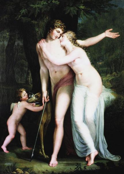 Adonis And Venus With Cupid by Gaspare Landi Oil Painting Reproductions