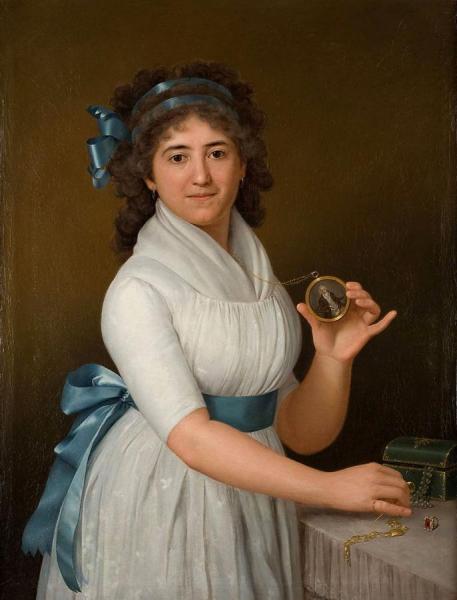 Portrait Of A Lady With A Medallion by Gaspare Landi Oil Painting Reproductions