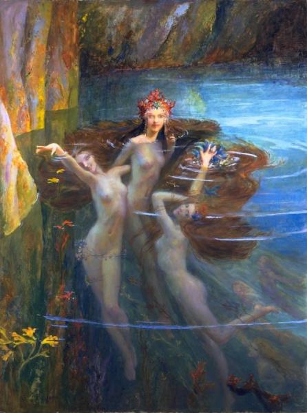 The Nereides by Gaston Bussiere Oil Painting Reproductions