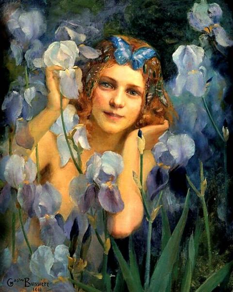 Wood Nymph Among Irises by Gaston Bussiere