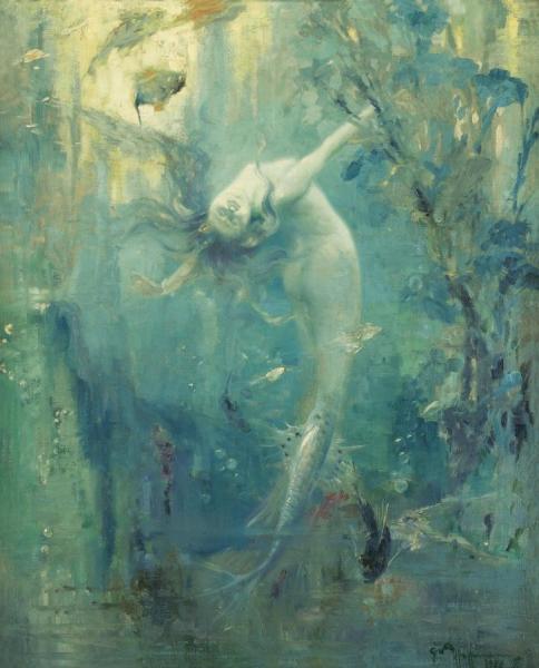 La Sirène, 1926 by Gaston Hoffmann Oil Painting Reproductions