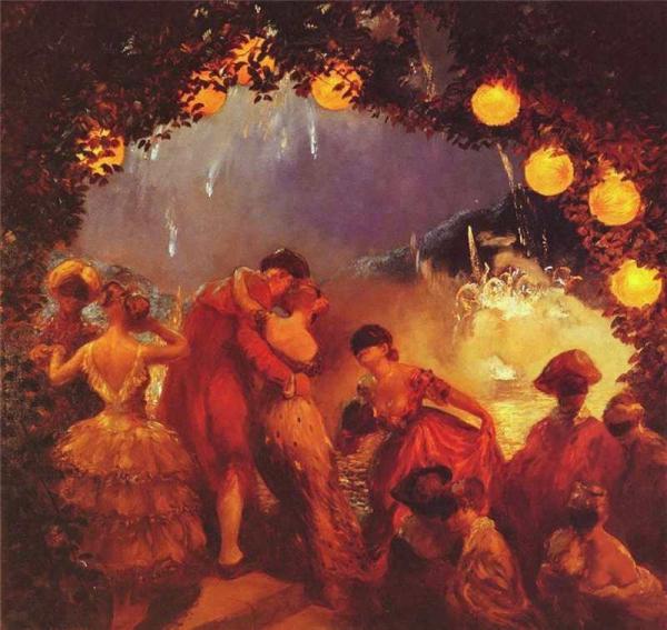 L'intrigue Nocturne by Gaston La Touche Oil Painting Reproductions