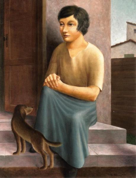 Girl With Dog by Georg Schrimpf