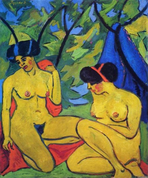 Two Nudes In A Landscape by Georg Tappert Oil Painting Reproductions