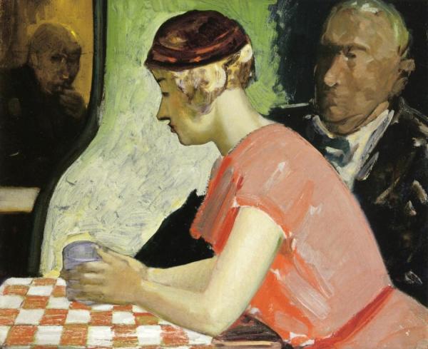 Cafe Scene - A Study Of A Young Woman by George Benjamin Luks