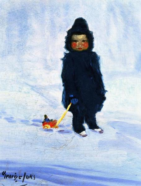 Child With Wagon by George Benjamin Luks