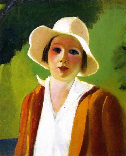 Lady With White Hat by George Benjamin Luks