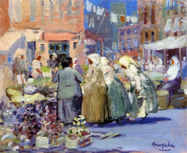 Spring Morning, Houston And Division Streets, New York by George Benjamin Luks