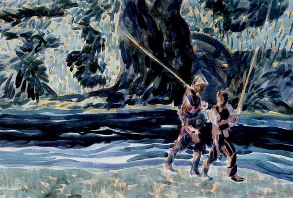 Trout Fishermen, Berk Hills by George Benjamin Luks