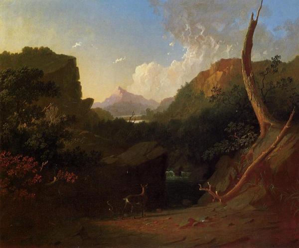 Deer In A Stormy Landscape by George Caleb Bingham