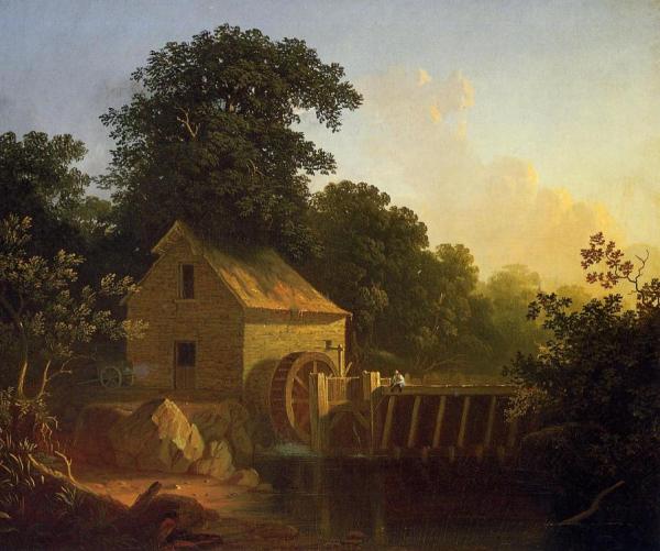 George Caleb Bingham Landscape With Waterwheel And Boy Fishing