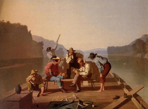 Raftsmen Playing Cards by George Caleb Bingham