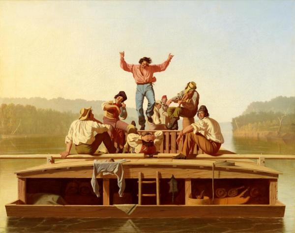 The Jolly Flatboatmen, 1846 by George Caleb Bingham