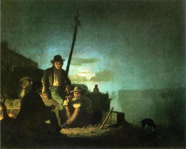 Watching The Cargo At Night by George Caleb Bingham