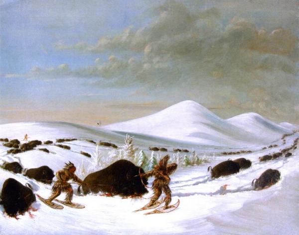 Buffalo Hunt In Winter by George Catlin