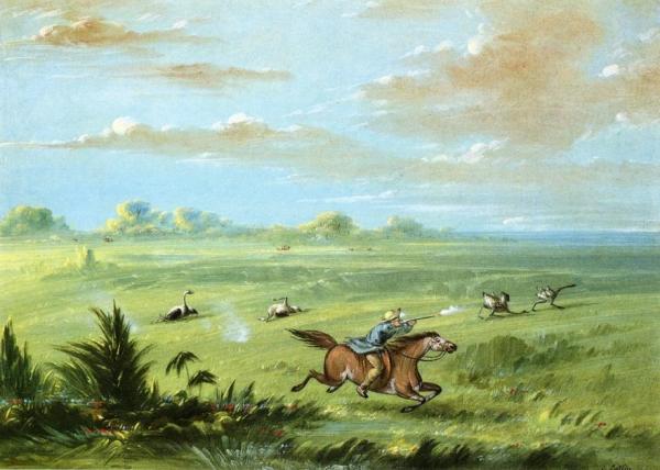 Ostrich Chase, Buenos Aires by George Catlin