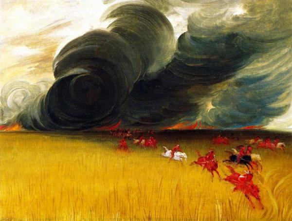 Prairie Meadows Burning by George Catlin