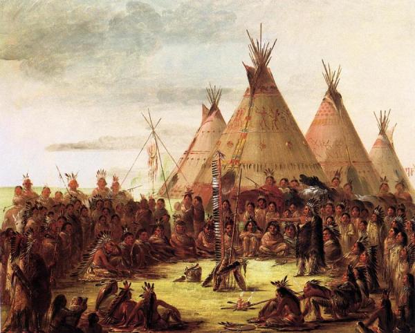 Sioux War Council by George Catlin