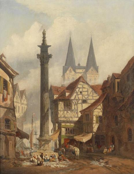George Clarkson Stanfield Eine Stadtansicht Mit Fischmarkt