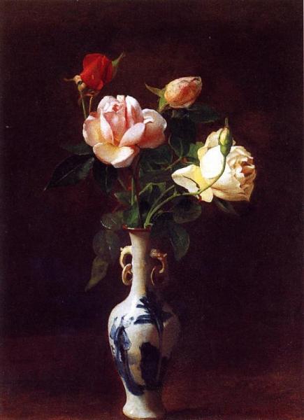Roses In A Vase by George Cochran Lambdin