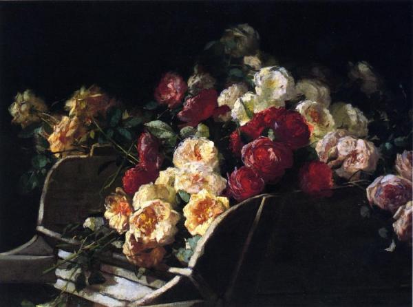 Roses In A Wheelbarrow by George Cochran Lambdin