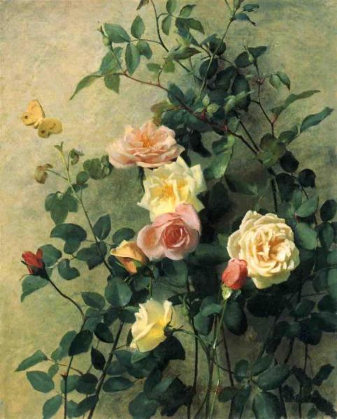 George Cochran Lambdin Roses On A Wall