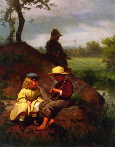 The Biddle Children On The Schuylkill by George Cochran Lambdin