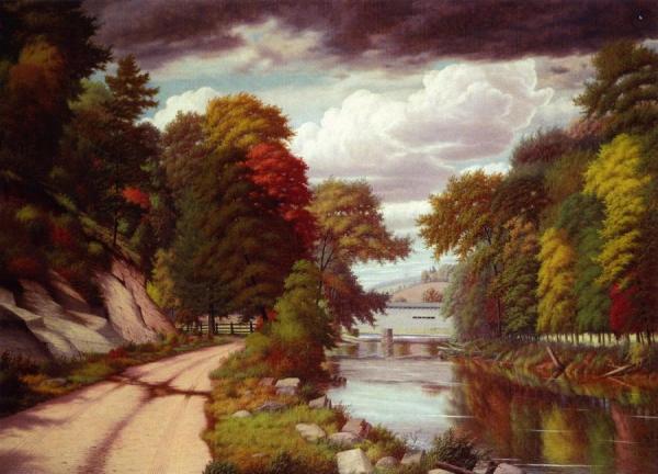 The Covered Bridge Near Westchester, Pennsylvania by George Cope Oil Painting Reproductions