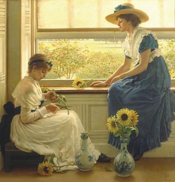 Sun And Moon Flowers by George Dunlop Leslie