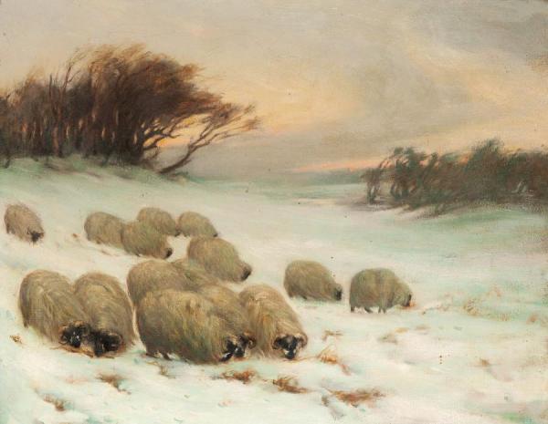 Sheep In Winter by George Fiddes Watt